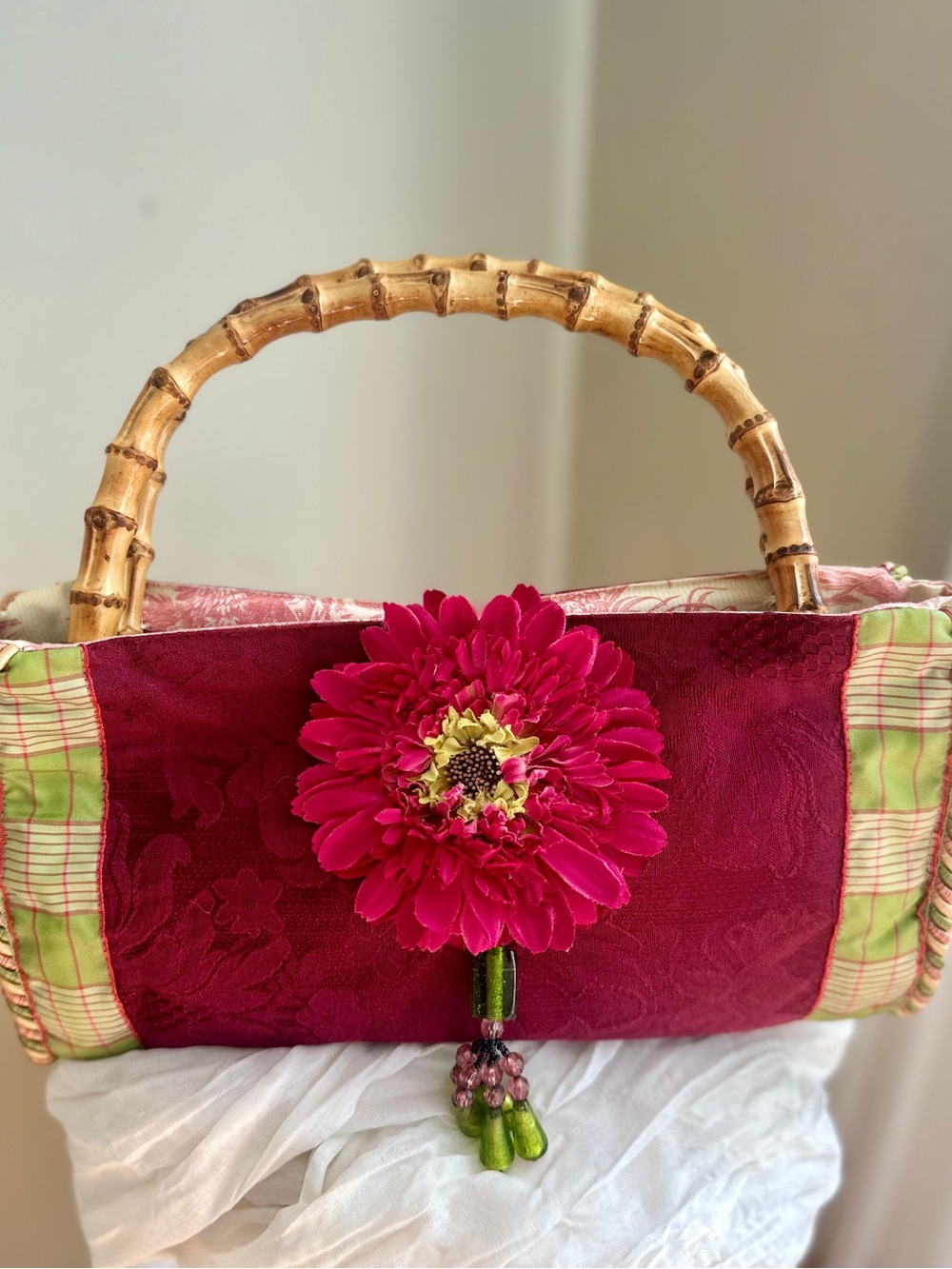Custom Maximalist Purse Raspberry Chartreuse Trendy Wedding Colors